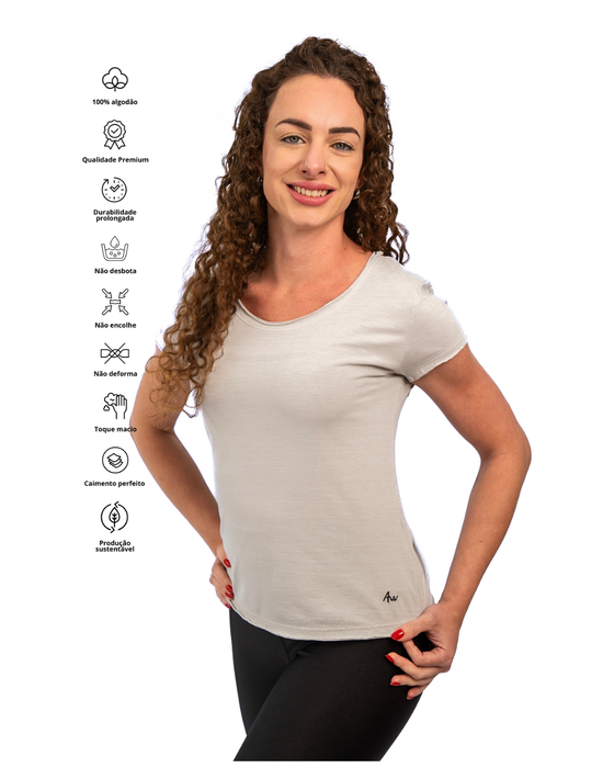Camiseta Feminina 100% Algodão Premium corte a fio