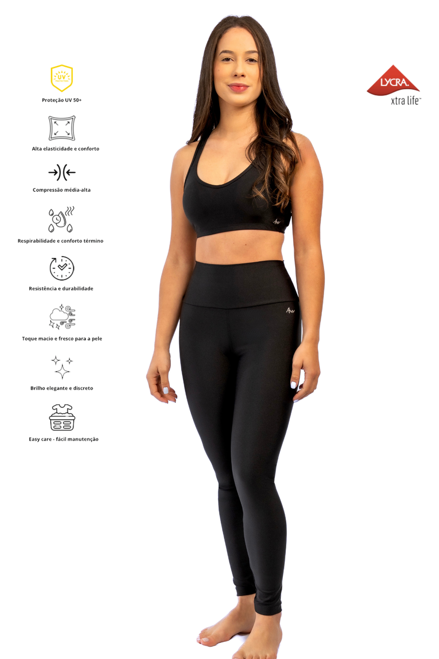 Legging Shine Performance Preto Intenso