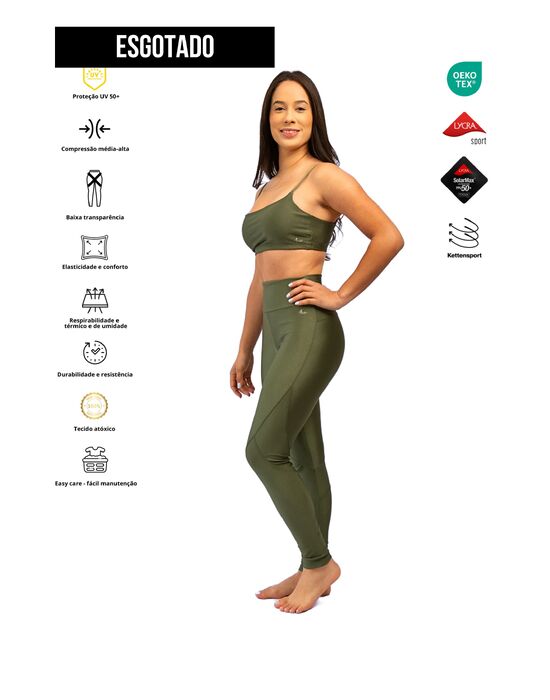 Legging Shine Peformance Forrest Green com recortes