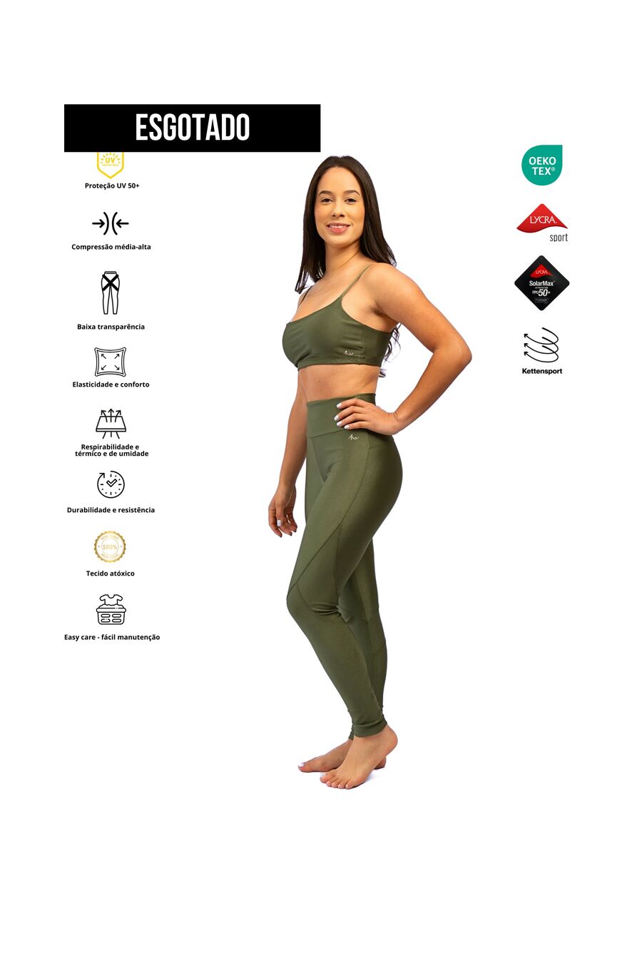 Legging Shine Peformance Forrest Green com recortes