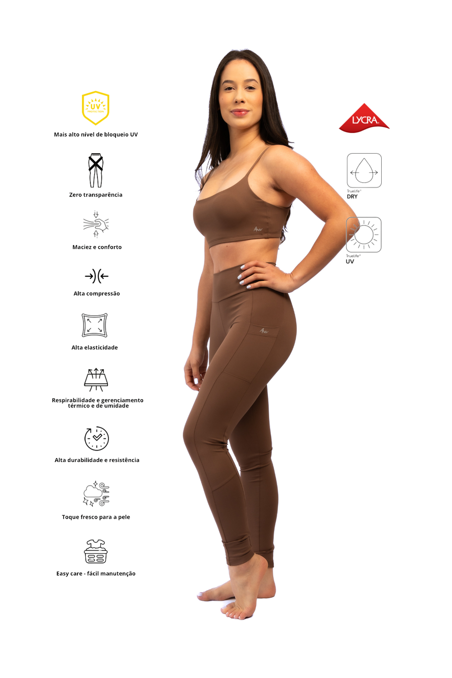 Legging High Performance Marrom Cacau