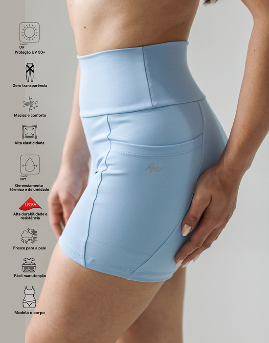 Short High Performance Blue Sky com bolsos laterais