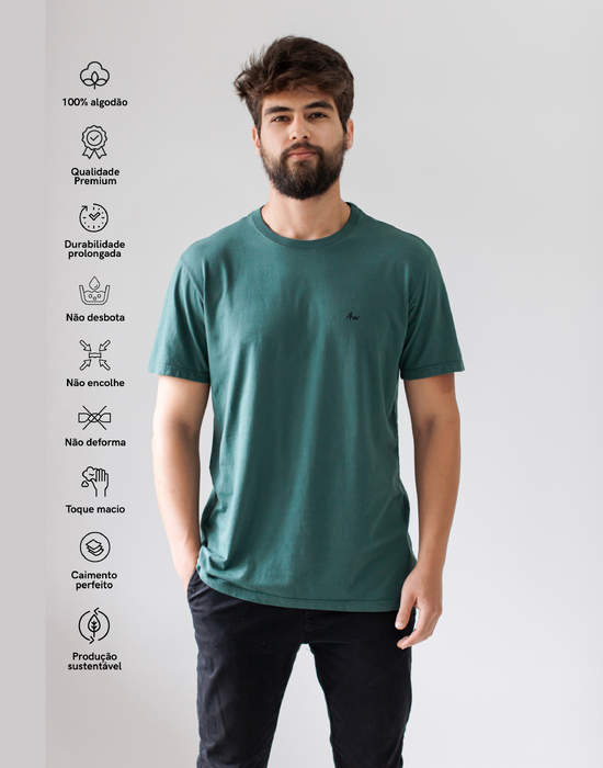 Camiseta 100% algodão Premium Verde Esmeralda